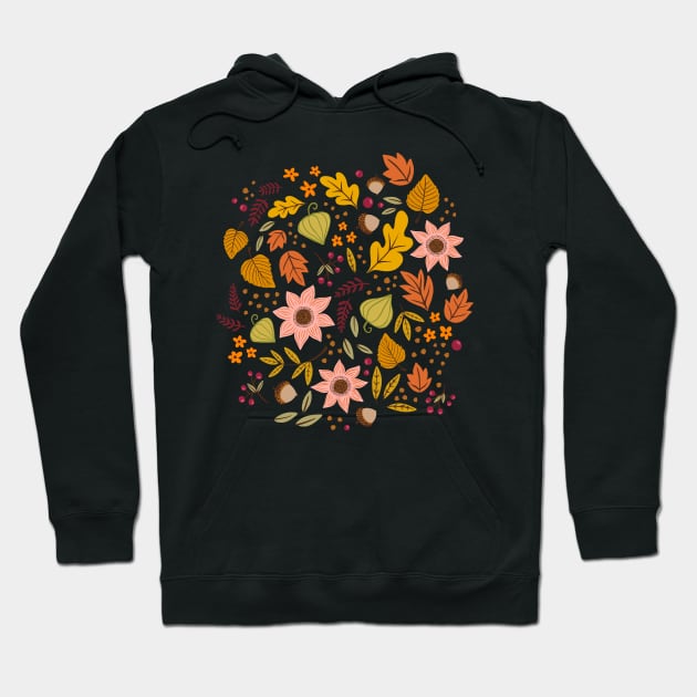 Autumn Floral, Dark Hoodie by Jacqueline Hurd